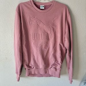 Puma Pink Embossed Logo Crewneck Sweater